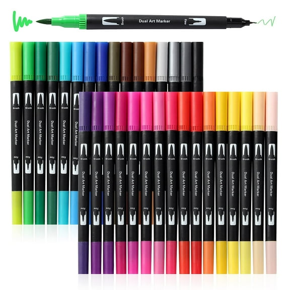 100 Colors Dual Tip Art Markers Drawing Pens, for Journaling/ Note/ Taking/ Lettering/ Calligraphy/Sketching/ Doodling/Craft/ Art Supplies Set