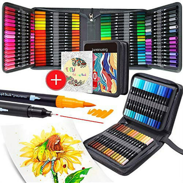 24-100 Colors Art Markers Set, Dual Tips Coloring Brush Fineliner Color  Marker Pens, Water Based Marker for Calligraphy Drawing Sketching Coloring  Bullet Journal Mother's Day Back To School Gift