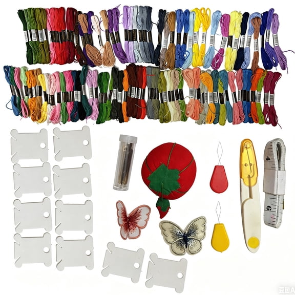 100 Colors Embroidery Thread 6-Strand Cross Stitch Thread Sewing Skeins Embroidery Floss Kit DIY Sewing Thread Assortment