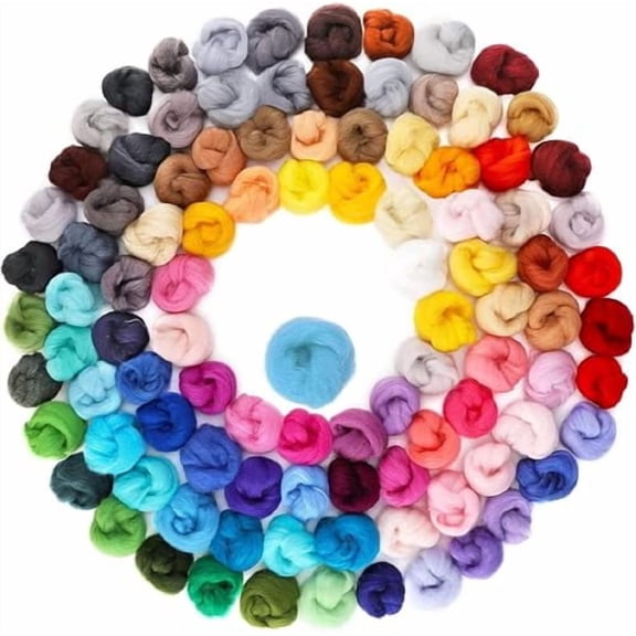 100 Colors Needle Felting Wool - Fibre Wool Roving for DIY Craft,Needle Felt Roving for Spinning Blending Custom Colors