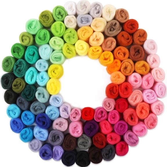 100 Colors Needle Felting Wool, Wool Roving 3g per Color, 10.5 oz Total, Premium Felting Wool for DIY Craft, Fiber Art and Hand Spinning, Needle Felting Supplies, Felting Kit