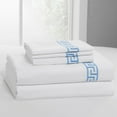 thumbnail image 1 of 100% Combed Cotton 400 Thread Count Embroidered Sheet Set (Twin,light blue), 1 of 3