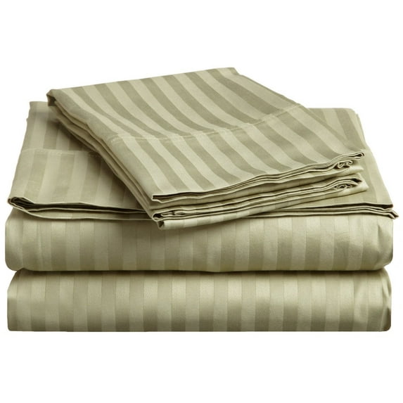 100% Combed Cotton Queen Waterbed Sheet Set Striped, Sage by Blue Nile Mills