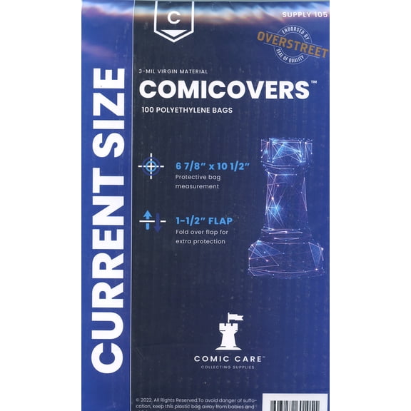 100 - ComiCare Current 3-Mil Polyethylene Comic Book Bags - 6-7/8" x 10-1/2"