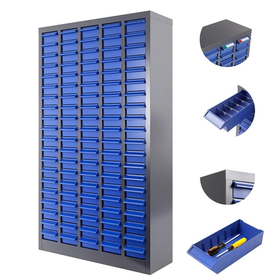 100 Compartments Bolt Bin Organizer, 100 Drawers Parts Cabinet, Adjustable Storage for Small Office Supplies, Screws & Parts