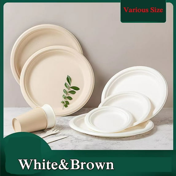100% Compostable 6 Inch Heavy-Duty Paper Plates Eco-Friendly Disposable Sugarcane Plates
