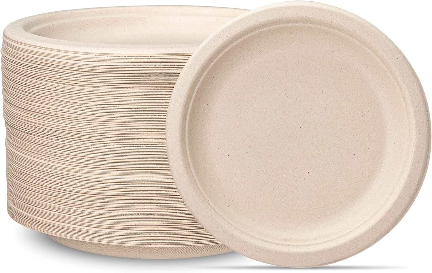 100 Compostable 7 Inch Heavy Duty Plates 125 Pack Eco Friendly Disposable Sugarcane Paper Plates Brown Unbleacheda