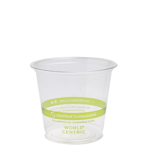 100% Compostable Cups by World Centric, Made from Ingeo PLA, for Cold Drinks, Clear, 6 oz Pack of 2000