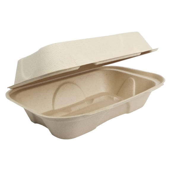 100% Compostable Disposable Food Containers with Lids [9X6 500 Pack] Eco-Friendly Take-Out TO-GO Containers, Heavy-Duty, Biodegradable, Unbleached by KriKac