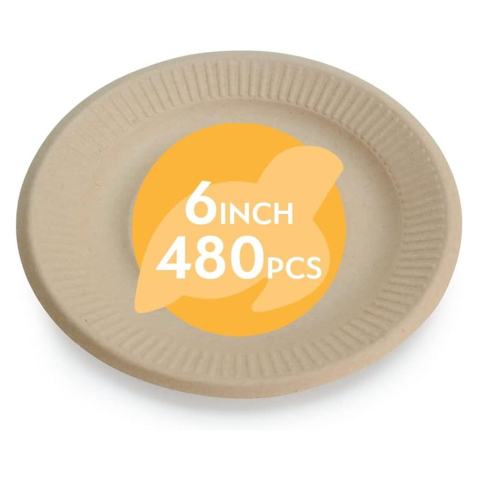 100 Compostable Disposable Paper Plates Bulk [6" 480 Pack], Bamboo