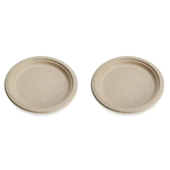 100% Compostable Disposable Paper Plates Bulk 9 Inch 100 Pack, Bamboo Plates, Eco Friendly, Biodegradable,100 * Dinner plate,Light Brown