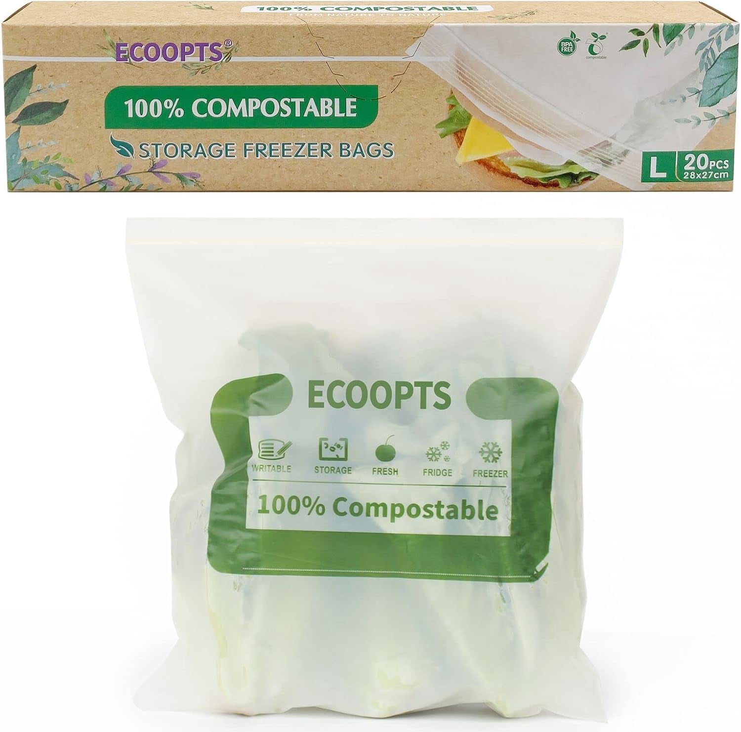 100% Compostable Large Gallon Zip Bag | ECO-Friendly Food Storage Bags ...
