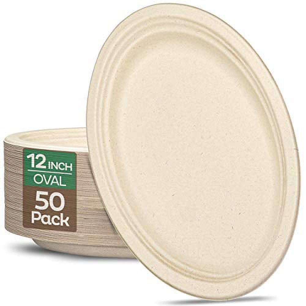 100% Compostable Paper Plates 9 in - 150 Plate Set | Ecovita / Unbleached - Eco Friendly Alternative to Paper Plates