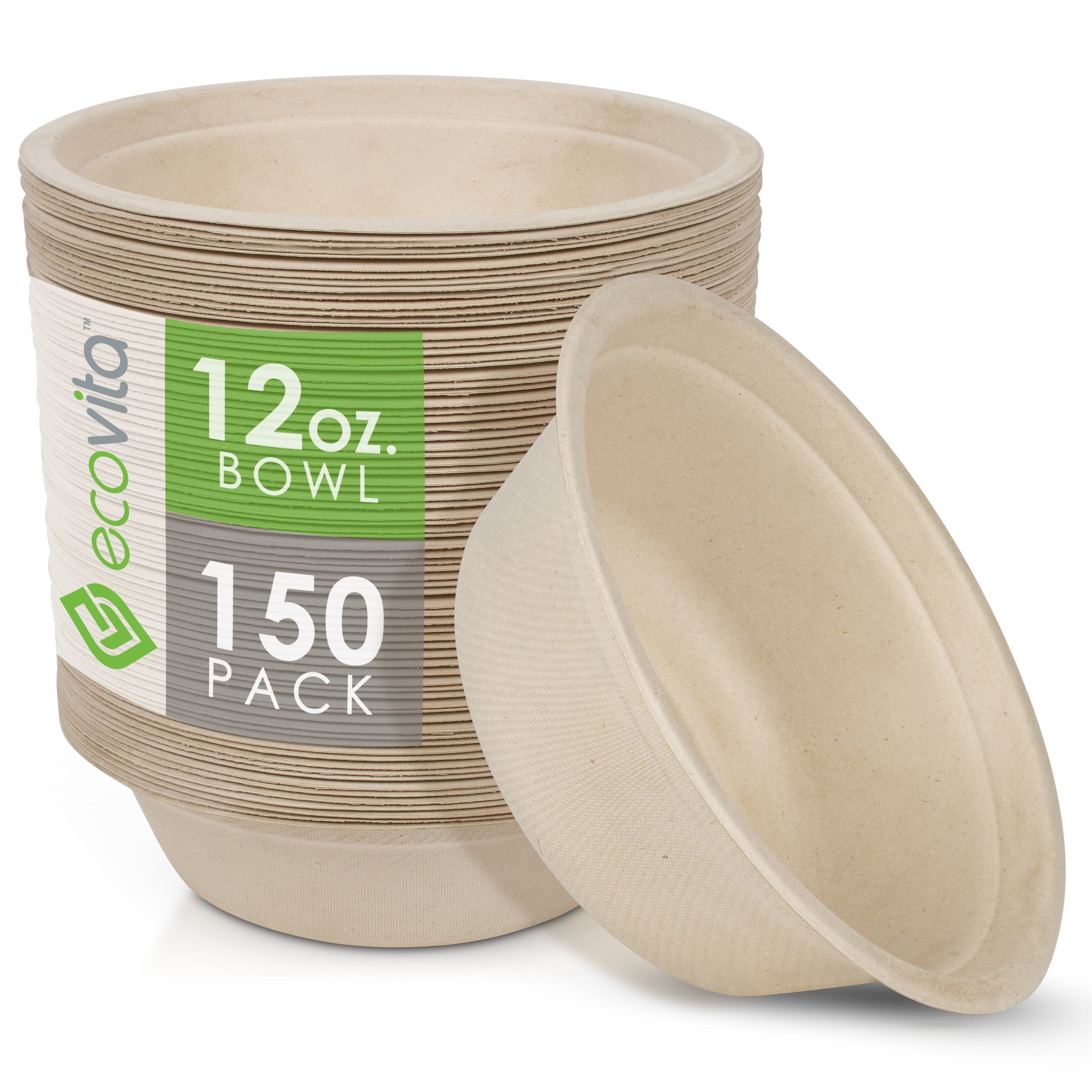 Harvest Food Packaging- KR Series Disposable Kraft Paper Round Bowl With  Plastic Lid, 150mm, 165mm, 183mm