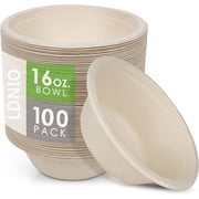 100 Pcs Paper Bowls - 100% Compostable Bowls - 16 oz Paper Bowls - Heavy Duty Disposable Soup Bowl - Disposable Tableware Hot & Cold Use