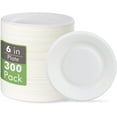 thumbnail image 1 of 100% Compostable Small Paper Plates 300 Pack 6 Inch Disposable Paper Plates Uncoated Biodegradable Made of Sugar Cane Fibers Perfect for Sandwich Cake and Snack, 1 of 3