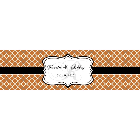100 Copper Pattern Monogram Wedding Water Bottle Labels Engagement Party 7"x2"