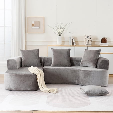 100" Corduroy Modular Sectional Sofa with L-Shape Chaise, Modern Cloud Couches Sectional with Deep Seat, No Assembly Required, Oversized Compression Sofa for Living Room, Apartment