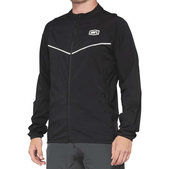 100% Corridor Stretch Windbreaker Jacket (Medium, Black)