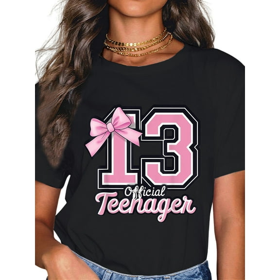 100% Cotton 13 Year Old Coquette Bow Official Teenager 13th Birthday T-Shirt