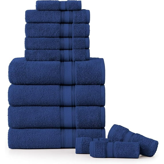 100% Cotton 18 Piece Bath Towel Set - Zero Twist, Quick Dry, Super Soft ...