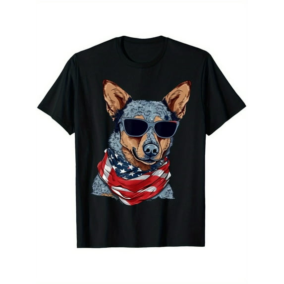 100% Cotton 180g Weight 4th Of July T-shirts for Men Dad Father Friends, Black Crewneck Short Sleeve, S-XXXL Regular-Fit Summer Shirts Gifts for Patriot