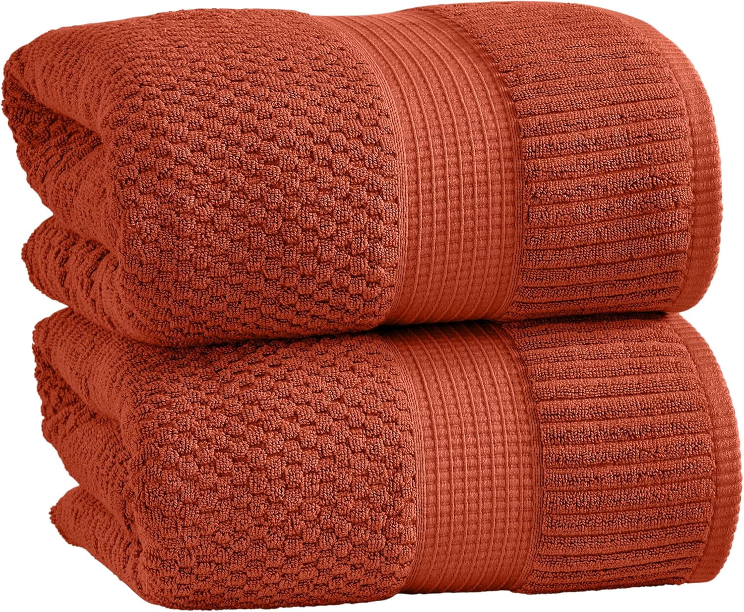 100% Cotton 2 Pack Bath Sheet Towel Set | Extra Large Oversize Bath Towels | Absorbent & Quick-Dry | Textured and Durable Cotton | Baked Clay