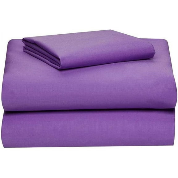 100% Cotton 200 TC 3 PC Twin XL Sheet Set Soft and Comfy - Twin Extra Long, 15" Deep Pocket, 39" x 80" Great for Dorm Room, Hospital and Split King Dual Adjustable Beds (Purple, Twin XL)