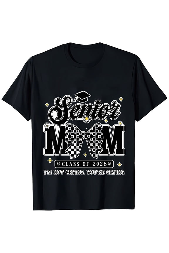 100% Cotton, 2026 Graduates' Proud Mom T-Shirt, Crew Neck Short Sleeve Printed, Street Style, Breathable, Soft, Unisex Designer Clothing, Women's Casual Wear