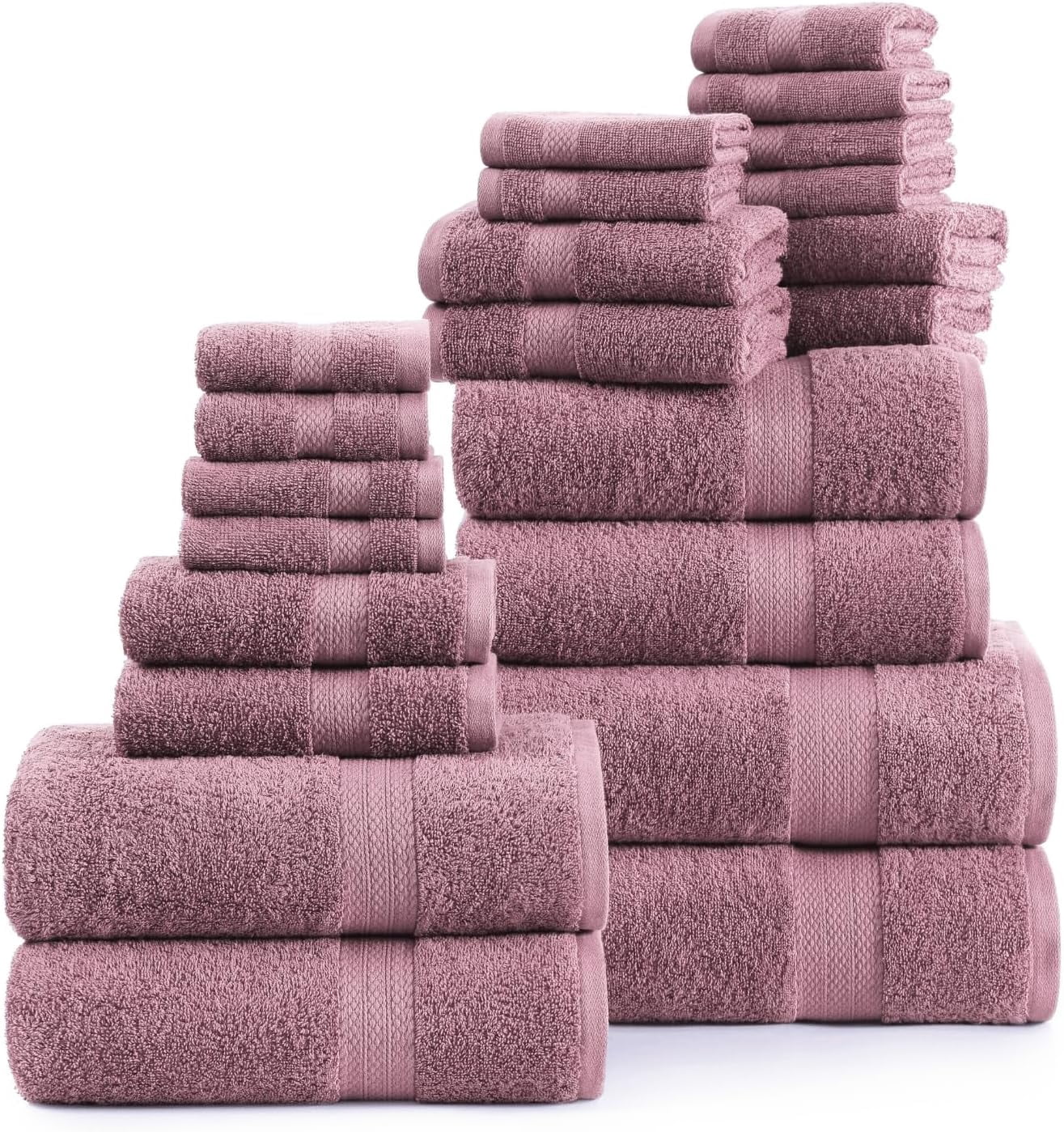 100% Cotton 24 Piece Bathroom Towel Sets - Quick Dry Towel, 4 Bath ...