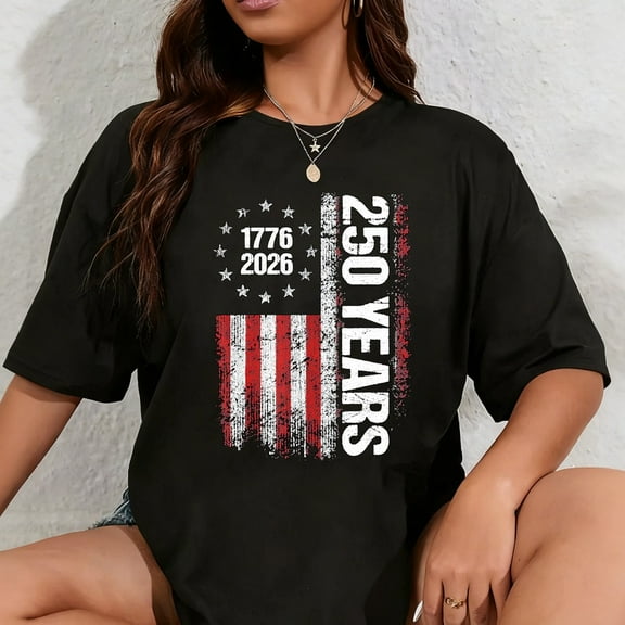 100% Cotton 250 Years American Anniversary 250th Independence Day T-Shirt