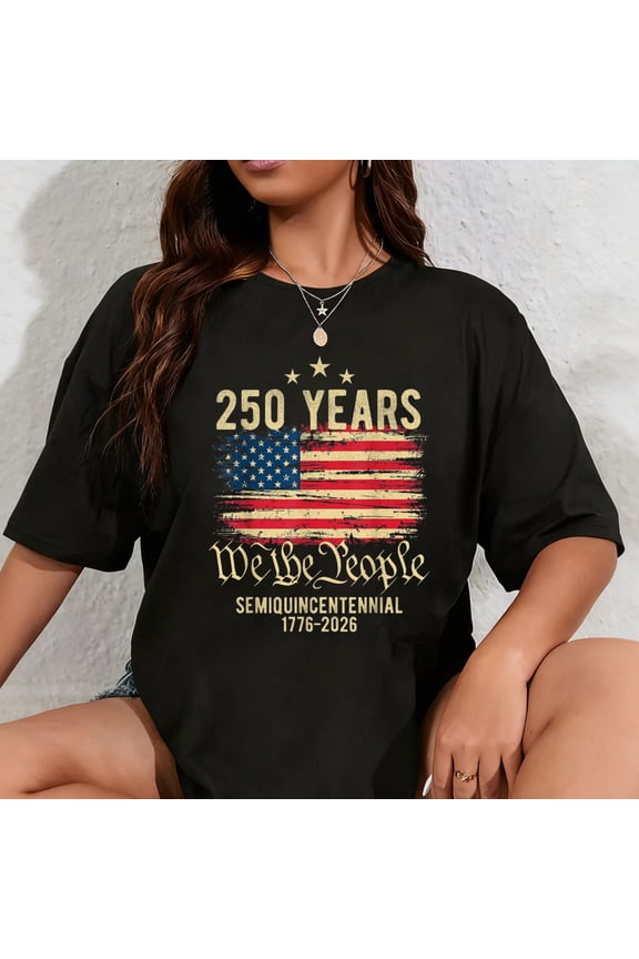 100% Cotton 250 Years American Flag 250th Anniversary USA T-Shirt
