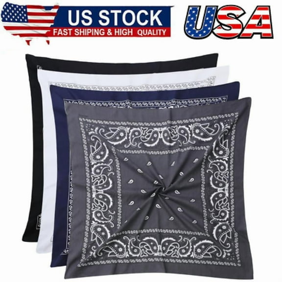 100% Cotton 27" x 27" Large Bandanas for Men & Women, Multi-Purpose Bandana Head