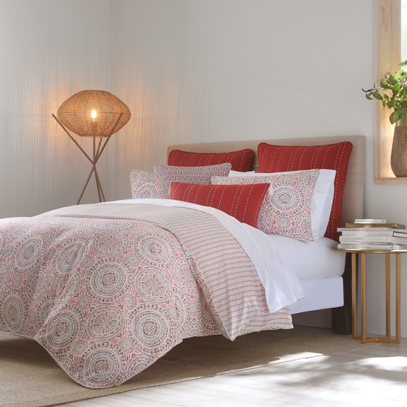 100% Cotton 3-Piece Percale Weave Reversible Comforter Set, Full/Queen, Lodi - Heirlooms of India