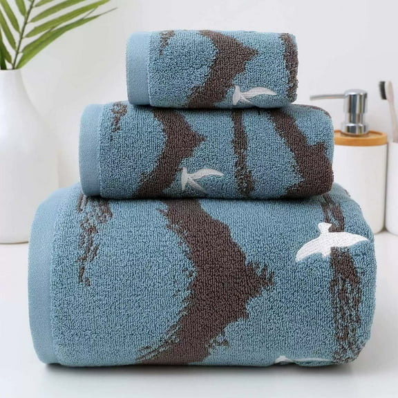 100% Cotton 3Pack Oversized Bath Towel Set 28x55 Inches, Ultra Soft Highly Absorbant, Ideal for Gym, Travel, Camp, Pool, Blue