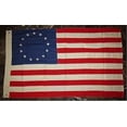 thumbnail image 1 of 100% Cotton 3x5 Embroidered Tea Stain Rustic Betsy Ross American Flag 2 Clips, 1 of 1
