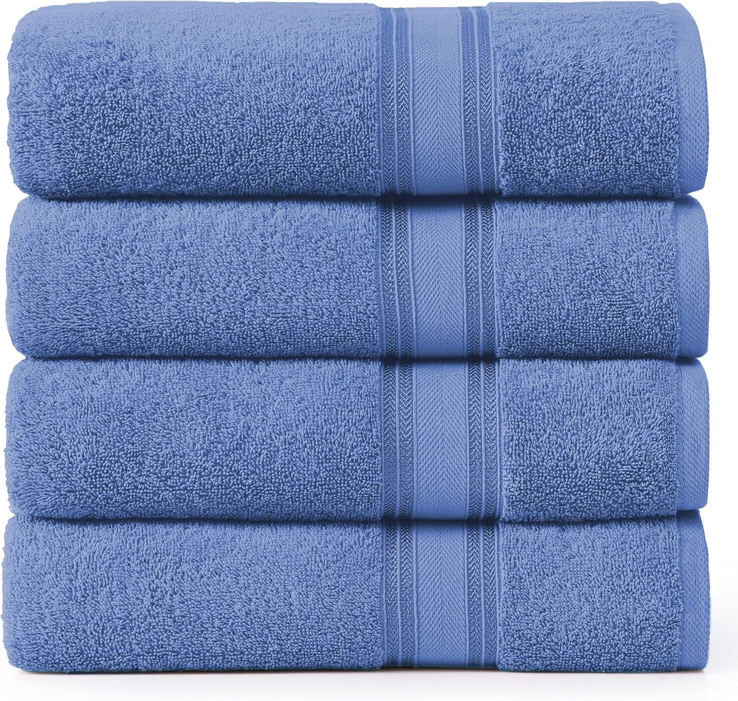 100% Cotton 4 Pack Bath Sheets (35"x66") - Zero Twist Cotton Extra Large Bathroom Towels - Quick Dry, Soft & Absorbent Oversized Bath Towels - Machine Wash in Cold Water - Cerulean Blue