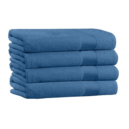 100% Cotton 4-Pack Bath Towel Sets - Extra Plush & Absorbent Navy Bath Towels - 54" x 27" (Navy)