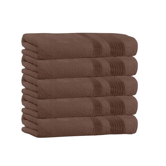 100% Cotton 4-Pack Bath Towel Sets - Extra Plush & Absorbent Over-sized Brown Bath Towels - 54" x 27" (Brown)