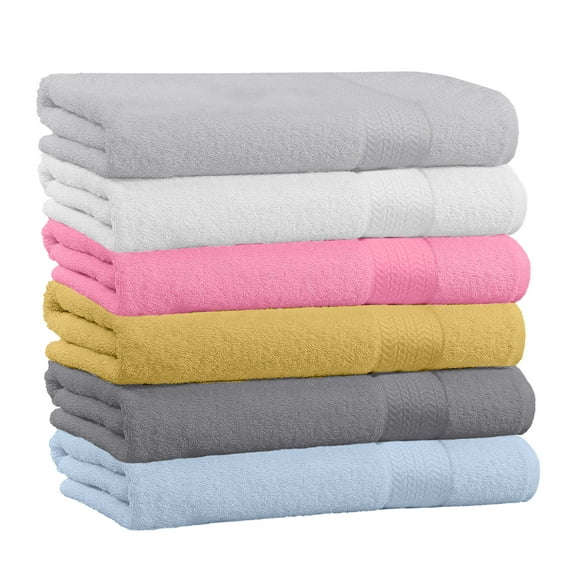 100% Cotton 4-Piece Bath Towels - Extra Soft Fade-Resistant Towels - 54" x 27" - (Assorted)