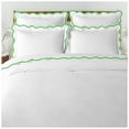 thumbnail image 1 of 100% Cotton 400TC Cotton Sateen Weave Soft Breathable 3 Piece Duvet Cover Set Twin/Twin XL, Green Scallop Border, 1 of 4