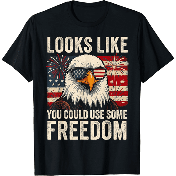 100% Cotton 4th July US Flag Meme Looks Like You Could Use Some Freedom Gift Unisex T-Shirt Golf Gift T-Shirts For Men and Women