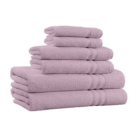 100% Cotton 6-Piece Towel Set - Absorbent and Fade Resistant Bath Towels Set (Grape)
