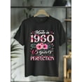 thumbnail image 1 of 100% Cotton 65 Year Old Made In 1960 Floral 65th Birthday Women T-Shirt, 1 of 4