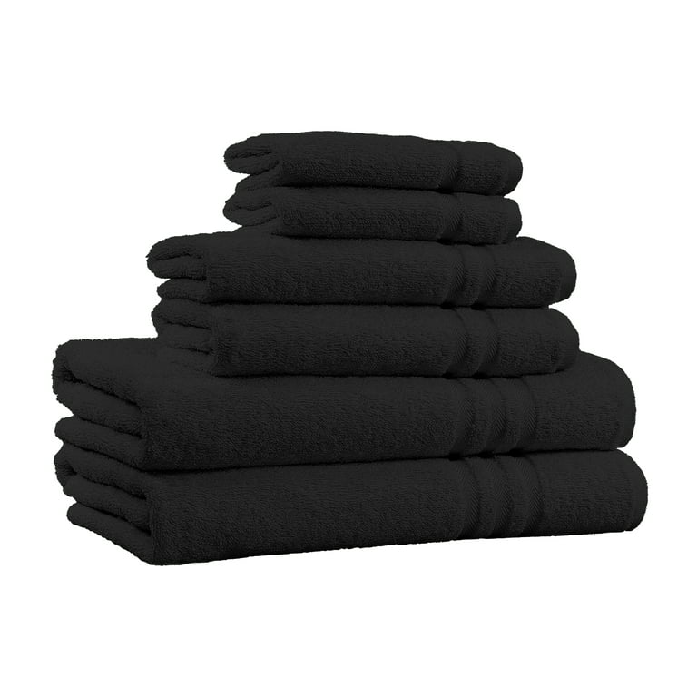 100% Cotton 650 GSM 6-Piece Bath Towel Sets - Highly Absorbent & Extra Soft  Quality Towels For Bathroom & Kitchen, Every Day Use - Black