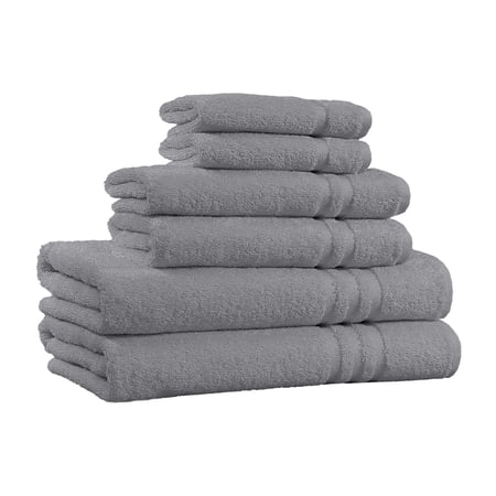 100% Cotton 650 GSM 6-Piece Bath Towel Sets - Highly Absorbent & Extra Soft Quality Towels For Bathroom & Kitchen, Every Day Use - Silver