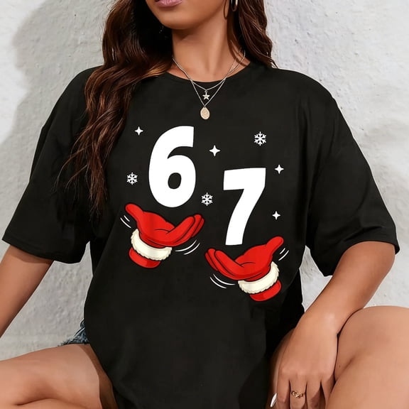 100% Cotton 67 Christmas 6 7 Meme Hands 6-7 Pajamas Six Seven Kids Boys T-Shirt