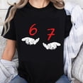 thumbnail image 1 of 100% Cotton 67 Hands Number Graphic T-Shirt Unisex Casual Fashion Tee Shirt Streetwear Top for Men Women, 1 of 5