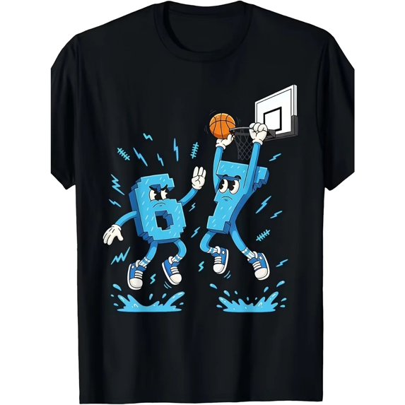 100% Cotton 67 Six Seven Basketball Graphic T-Shirt for Men and Women, Fun Italian Design Casual Short Sleeve Tee, Soft Breathable 180gsm Unisex Summer Shirt
