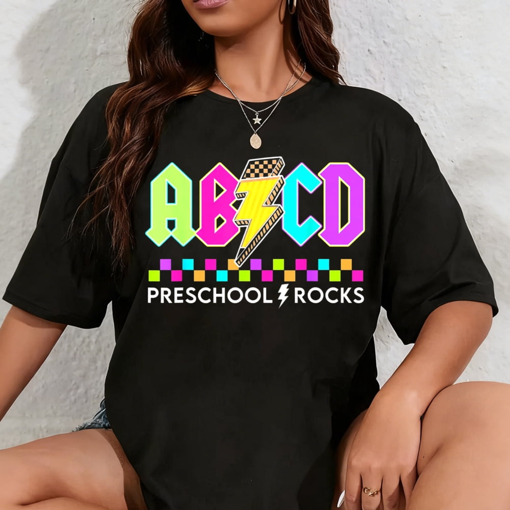 100% Cotton ABCD Preschool Rocks Pencil Lighting Bolt Teacher Kids T ...